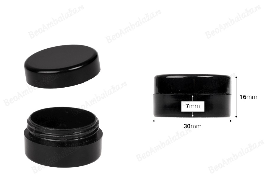 Plastična kutijica za kreme od 5mL u crnoj boji - 12 kom-dimenzije_slike