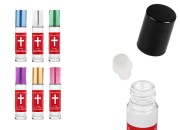 Staklena roll-on bočica 10mL sa staklenom kuglicom, krstom na crvenoj nalepnici i aluminijumskim zatvaračem - 12 kom-slika_proizvoda