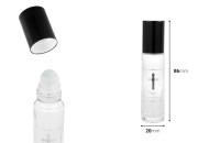 Staklena roll-on bočica 10mL sa staklenom kuglicom, srebrnim krstom i aluminijumskim zatvaračem - 12 kom-dimenzije_slike
