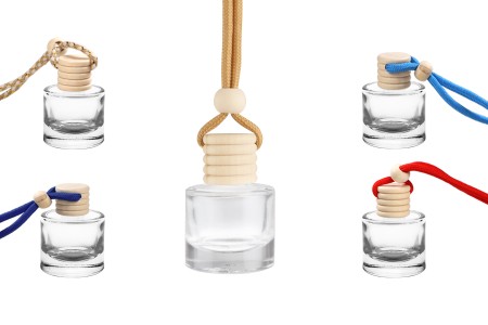 Staklena cilindrična bočica 10ml sa plastičnim čepom, drvenim zatvaračem, za osveživač automobila - 25 komada-slika_proizvoda