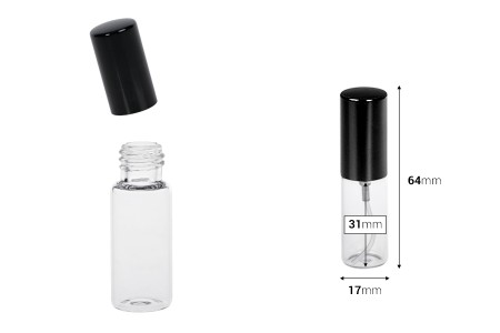 Staklena bočica 5mL za parfem sa sprejom i aluminijumskim zatvaračem - 6kom-dimenzije_slike