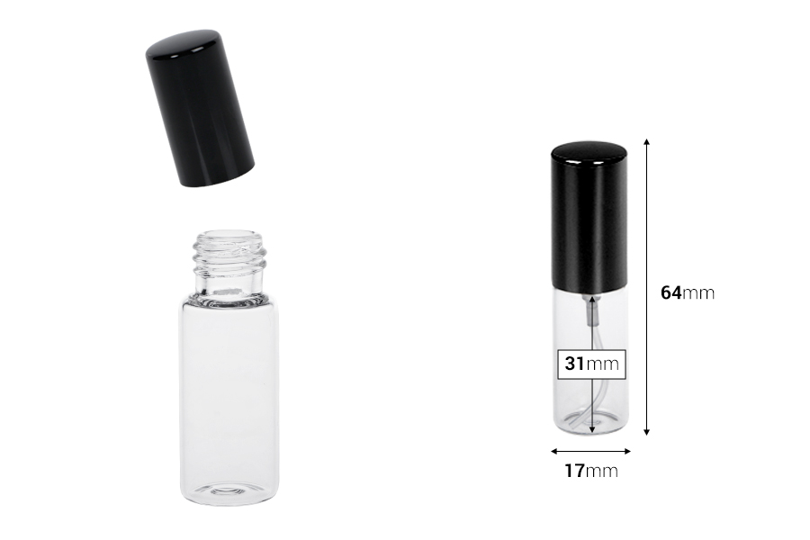 Staklena bočica 5mL za parfem sa sprejom i aluminijumskim zatvaračem - 6kom-dimenzije_slike