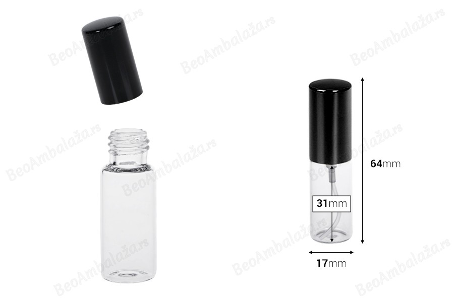 Staklena bočica 5mL za parfem sa sprejom i aluminijumskim zatvaračem - 6kom-dimenzije_slike
