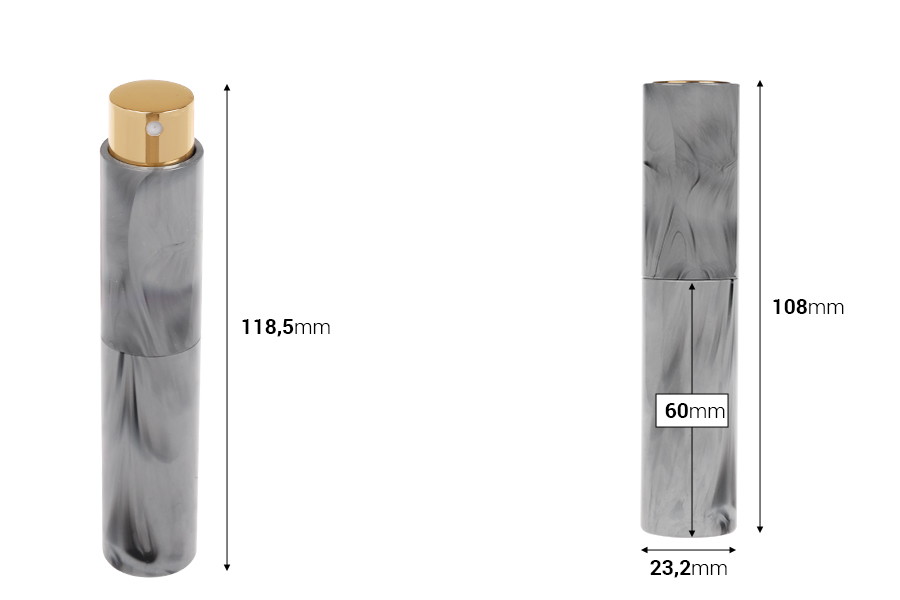 Parfemska bočica od 10 mL sa staklenom unutrašnjošću i twist up sprejom-dimenzije_slike