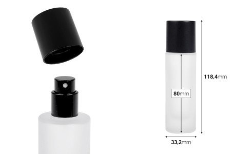 Peskirana parfemska bočica od 30mL sa raspršivačem i zatvaračem u raznim MAT bojama-dimenzije_slike