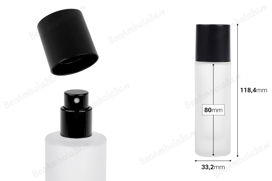 Peskirana parfemska bočica od 30mL sa raspršivačem i zatvaračem u raznim MAT bojama-dimenzije_slike