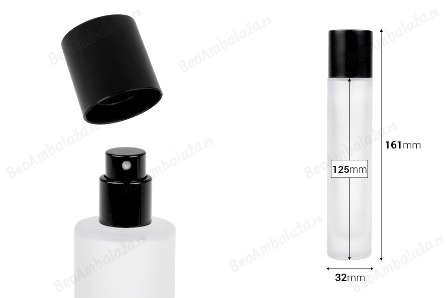 Peskirana parfemska bočica od 50mL sa raspršivačem i zatvaračem u raznim MAT bojama-dimenzije_slike