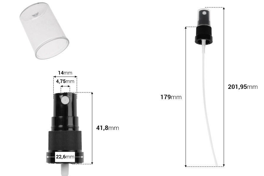 Plastični sprej 18/410 sa sigurnosnim zatvaranjem i providnim plastičnim poklopcem-dimenzije_slike