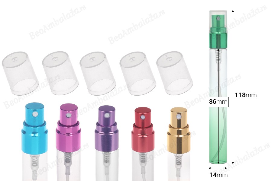 Staklena bočica za testere 10 mL sa aluminijumskim sprejom i providnim zatvaračem - 6 kom-dimenzije_slike