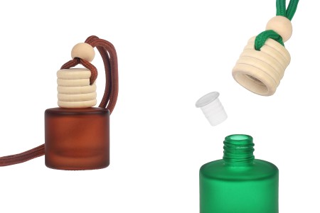 Cilindrična bočica za osveživač automobila 10mL, u mat boji sa drvenim zatvaračem i čepom - 25 kom-slika_proizvoda