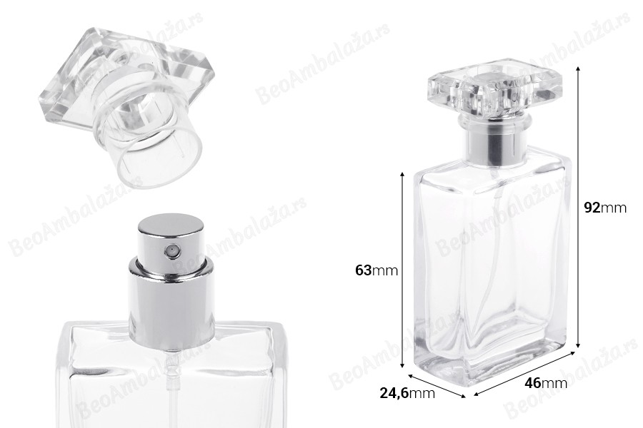 Bočica za parfeme staklena 30mL providna sa sprejom i poklopcem-dimenzije_slike