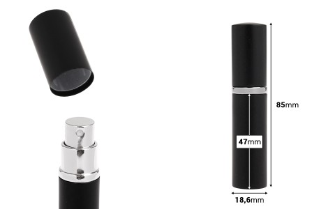 Staklena flašica 5mL sa sprejom za parfem, u aluminijumskoj tubici - 5 kom-dimenzije_slike