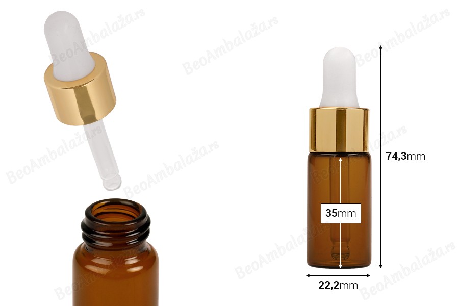 Braon bočica 10mL sa pipetom, u zlatnoj boji-dimenzije_slike