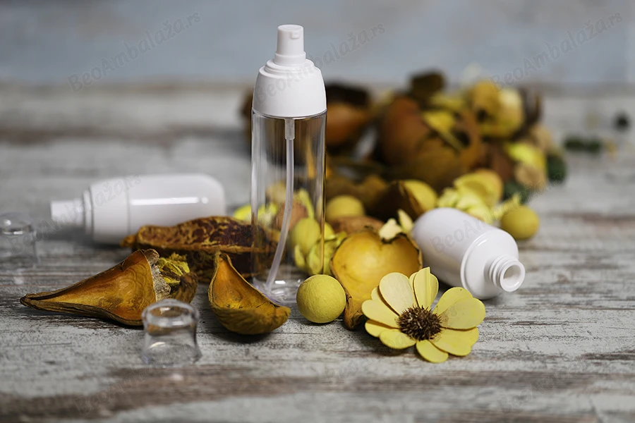 PET flašica 100mL sa belom pumpicom i providnim zatvaračem-grupa_slika