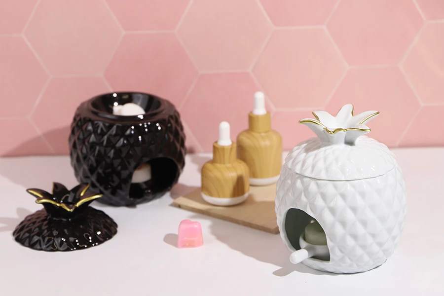 Keramički osveživač prostora za svećice i aromatična ulja u obliku ananasa-grupa_slika