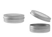 Aluminijumska kutijica 100mL sa poklopcem sa prozorom, u srebrnoj boji - 12 kom