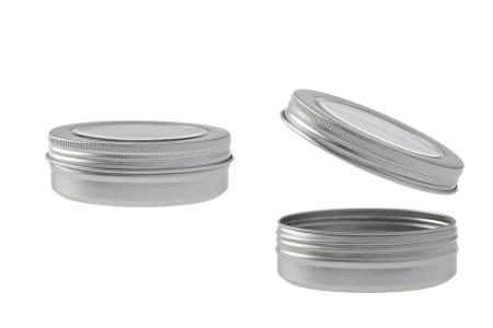 Aluminijumska kutijica 100mL sa poklopcem sa prozorom, u srebrnoj boji - 12 kom-1