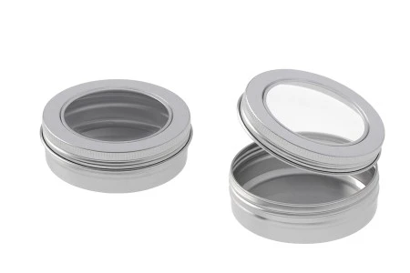 Aluminijumska kutijica 100mL sa poklopcem sa prozorom, u srebrnoj boji - 12 kom-2