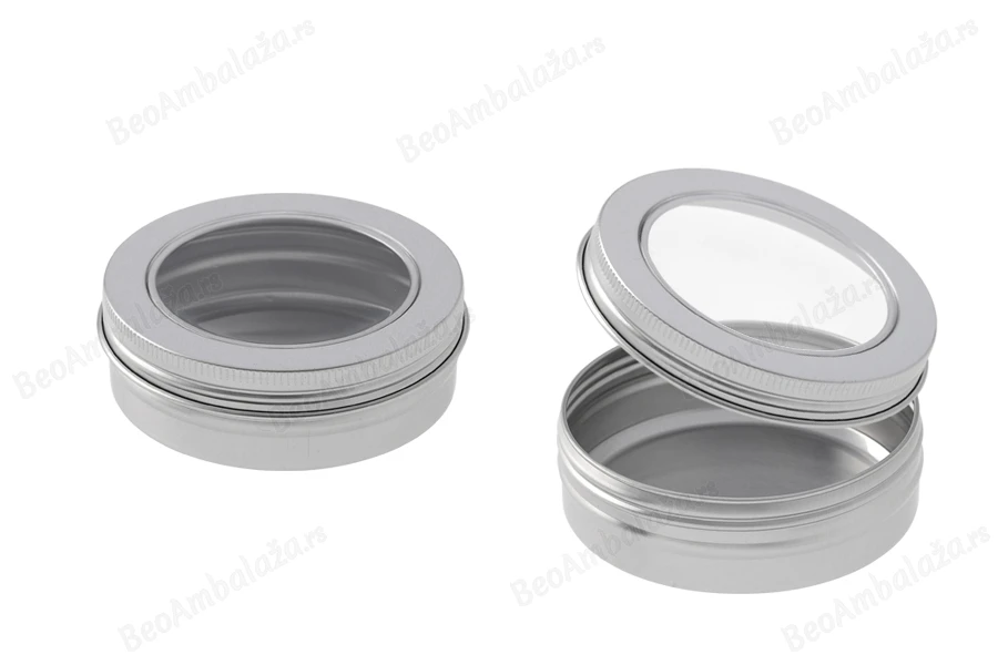 Aluminijumska kutijica 100mL sa poklopcem sa prozorom, u srebrnoj boji - 12 kom-dimenzije_slike