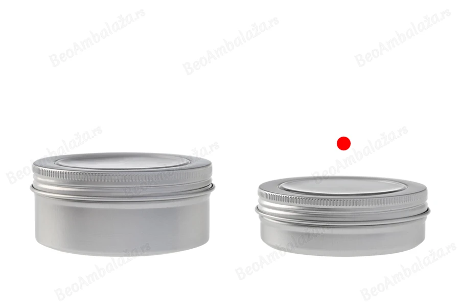 Aluminijumska kutijica 100mL sa poklopcem sa prozorom, u srebrnoj boji - 12 kom-grupa_slika