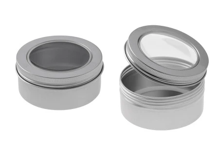 Aluminijumska kutija 150mL sa prozorom na poklopcu u srebrnoj boji - 12 kom-2