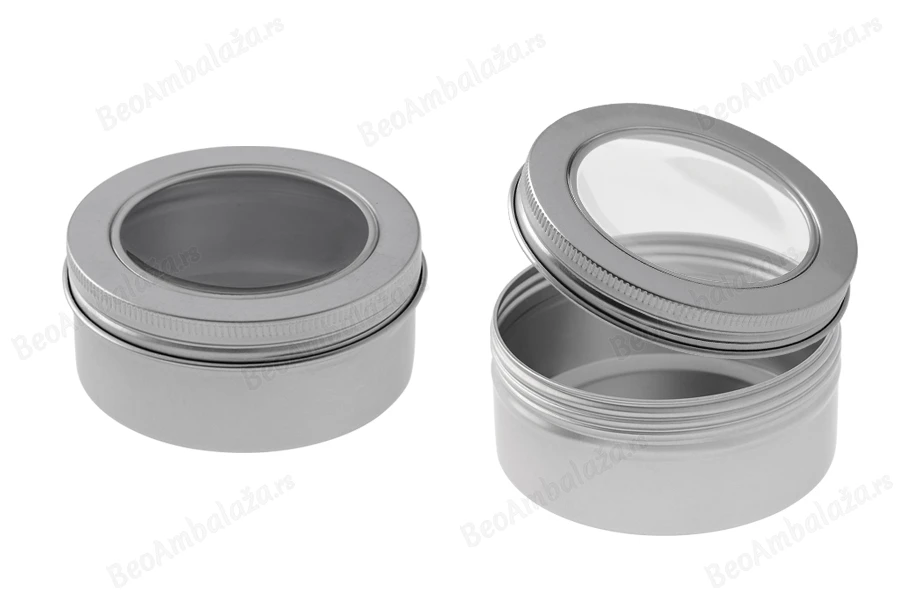 Aluminijumska kutija 150mL sa prozorom na poklopcu u srebrnoj boji - 12 kom-dimenzije_slike