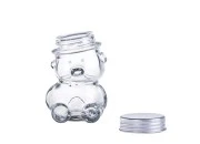 Staklena teglica u obliku medveda 80mL sa aluminijumskim zatvaračem u srebrnoj boji-dimenzije_slike