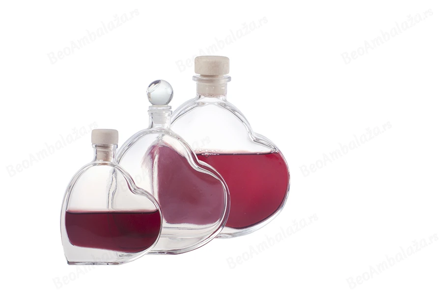Staklena flašica u obliku srca 100mL-