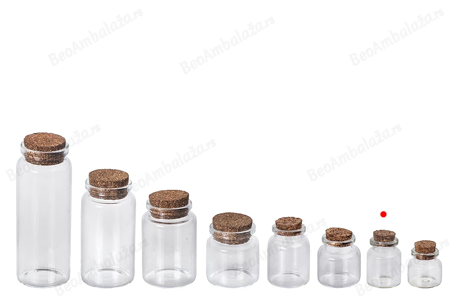 Staklena flašica sa plutanim čepom za poklončiće 15mL, 30x45 mm - 12 kom-grupa_slika