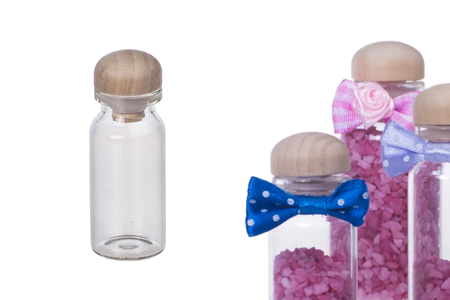 Bočice za poklončiće 10mL, sa drvenim čepom, 22x50 mm Bočice za poklončiće 10mL, sa drvenim čepom, 22x50 mm