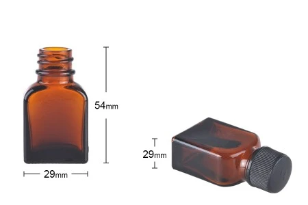 Staklena smeđa bočica 8mL sa crnim plastičnim zatvaračem i čepom-4