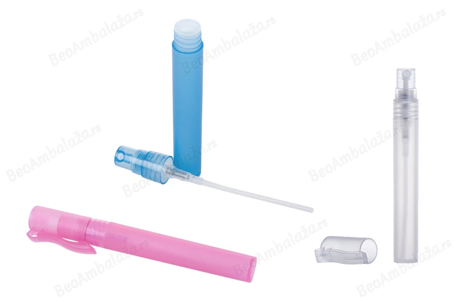 Plastična minijaturna bočica 10mL za parfeme, u 3 boje (poluprovidna, plava ili roze) - 25 kom-slika_proizvoda