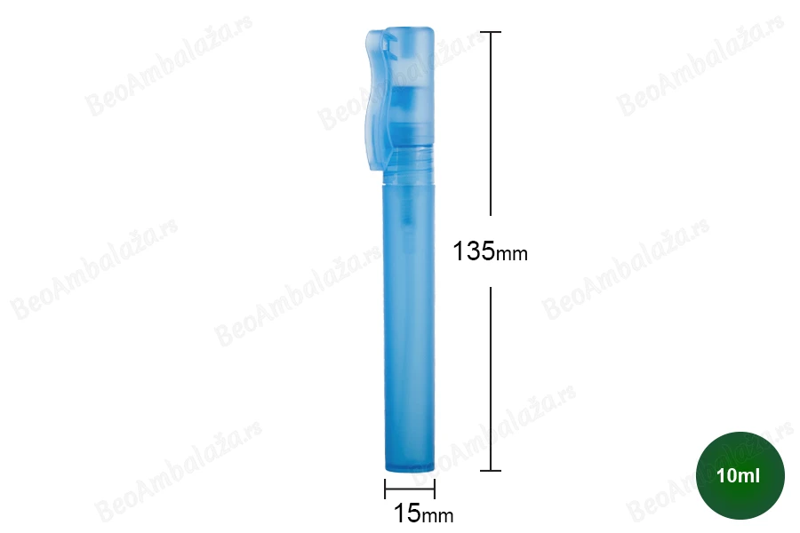 Plastična minijaturna bočica 10mL za parfeme, u 3 boje (poluprovidna, plava ili roze) - 25 kom-dimenzije_slike
