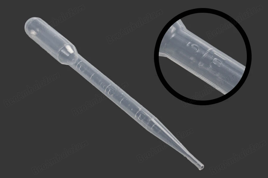 Plastična pipeta 3mL sa mernim oznakama za zapreminu - 100 kom-dimenzije_slike