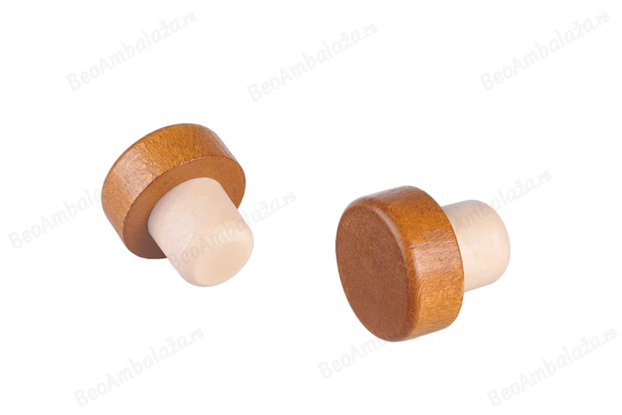 Čep od sintetičke silikonske plute Φ23 mm sa tamno-braon drvenim vrhom-dimenzije_slike