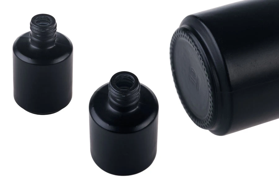 Staklena okrugla bočica 15mL u crnoj MAT boji-