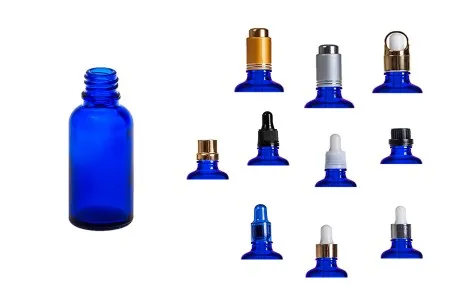Plava staklena bočica za etarska ulja 30mL, sa grlom PP18 - bez zatvarača-7