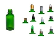 Zelena staklena bočica za etarska ulja 30mL, sa grlom PP18 - bez zatvarača-grupa_slika