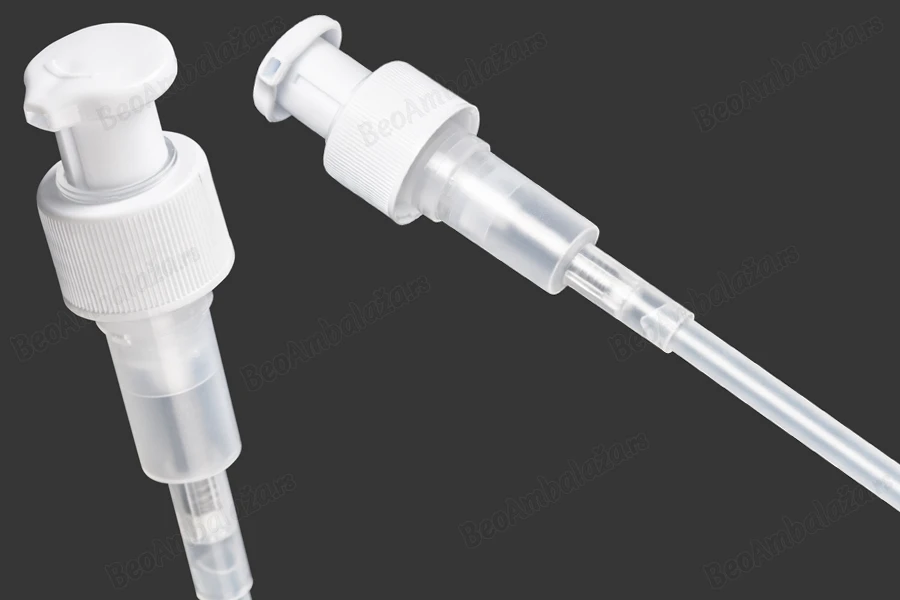 Plastična bela pumpica PP24 za kreme sa providnim zatvaračem sa srebrnom linijom-dimenzije_slike