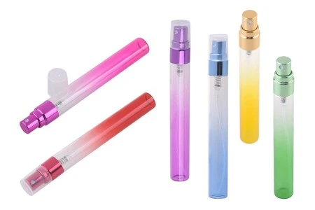 Staklena ombre flašica za parfeme 10mL sa aluminijumskim sprejom u više boja i zatvaračem - 6 kom-1