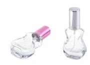 Staklena bočica 10mL za parfeme u obliku gitare, sa sprejom i zatvaračem u više boja-dimenzije_slike