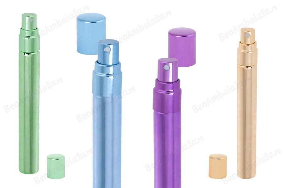 Staklena flašica 10mL za parfeme sa aluminijumskom oblogom, raznih boja - 6 kom-grupa_slika