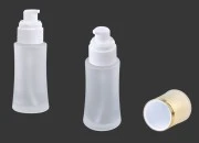 Staklena bočica od peskiranog stakla 50mL, za kreme sa pumpicom i zlatnim zatvaračem Staklena bočica od peskiranog stakla 50mL, za kreme sa pumpicom i zlatnim zatvaračem