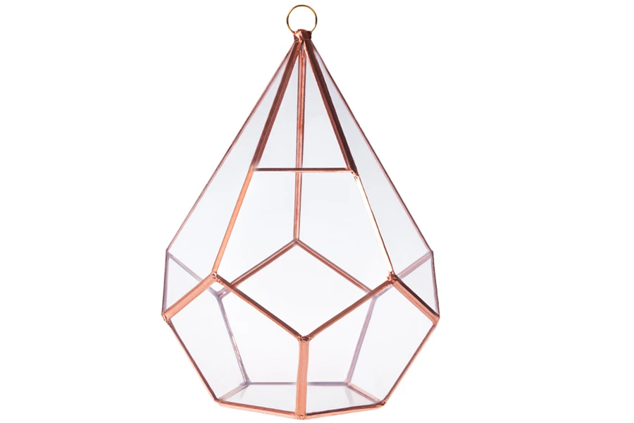 Stakleni ukrasni svećnjak koji se kači, sa metalnim postoljem-grupa_slika