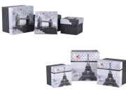 Četvrtasta plastificirana kutija za poklone, sa dizajnom Pariz (Eiffel) ili London (Tower Bridge) - set od 3 kutije (S, M, L) Četvrtasta plastificirana kutija za poklone, sa dizajnom Pariz (Eiffel) ili London (Tower Bridge) - set od 3 kutije (S, M, L)
