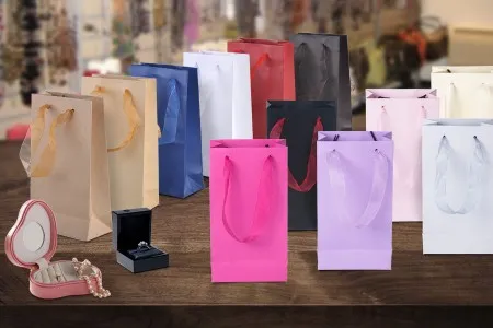 Papirna plastificirana kesa 110x60x200mm sa ručkicama od tila širine 2cm, više boja - 20 kom-1