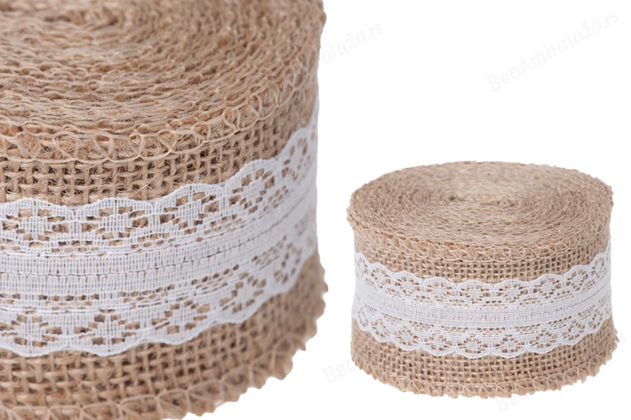 Traka od jute sa čipkom, 55 mm (1 komad je 4,3 m)-slika_proizvoda