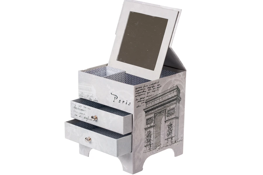 Kutija za nakit sa ogledalom i fiokama, motiv Ajfelov toranj-grupa_slika
