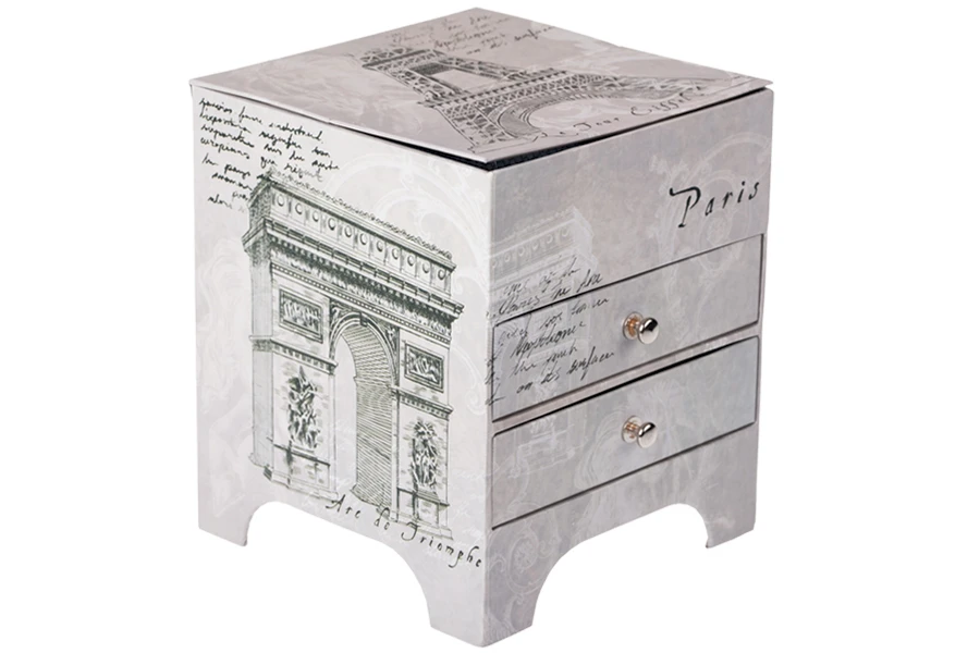 Kutija za nakit sa ogledalom i fiokama, motiv Ajfelov toranj-grupa_slika