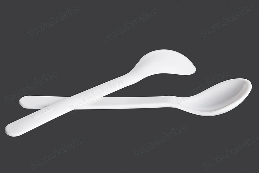 Plastična bela kašika 13,5 cm-slika_proizvoda